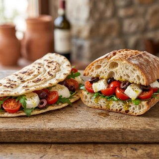 pomodorini, mozzarella, olive, insalata