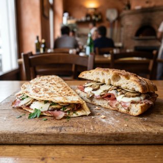 speck, mozzarella, grana, porcini